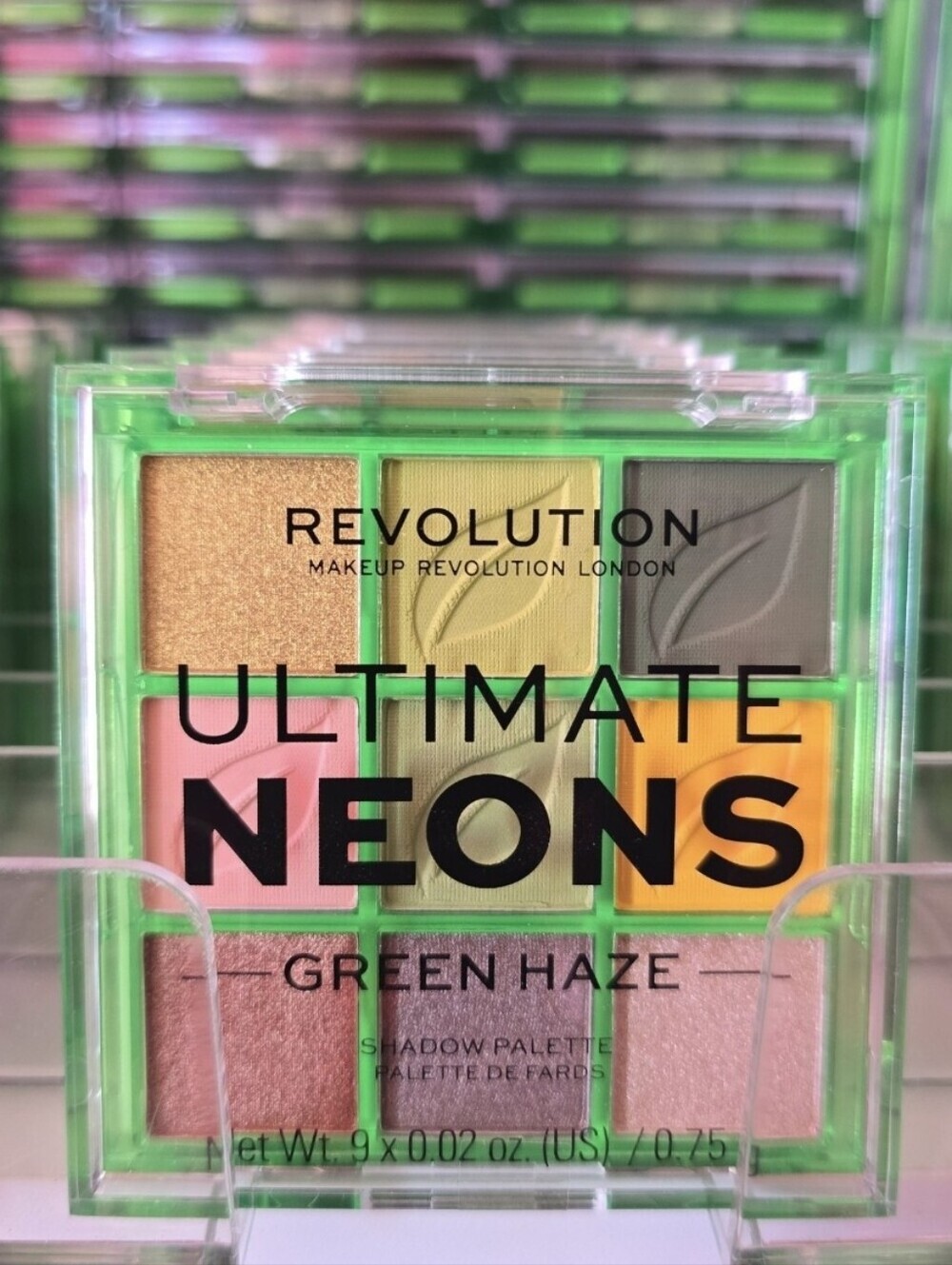(5) Makeup Revolution Beauty Ultimate Neons 9 Eyeshadow Palettes-Green Haze